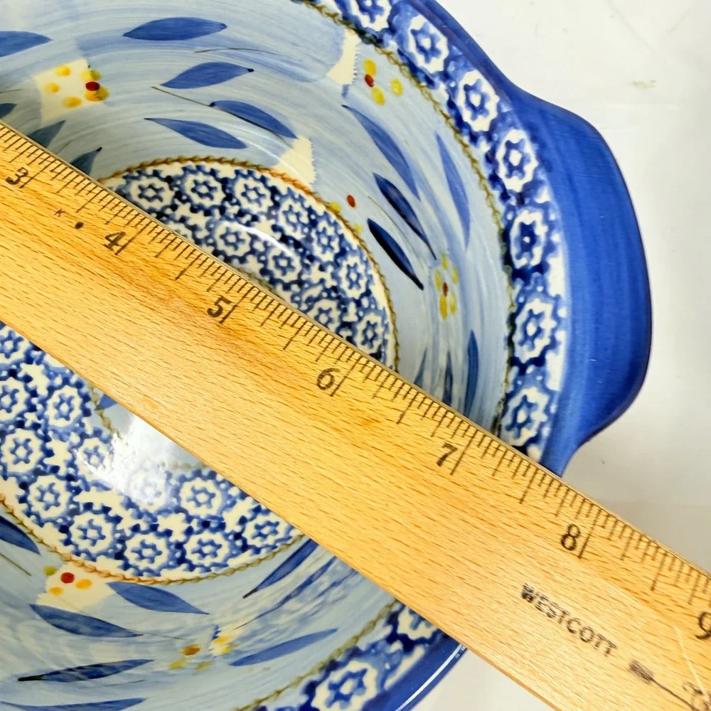 Temp-tations Old World Blue Ceramic Mixing Bowls Set of 2 1.5QT 1QT *flaws* see